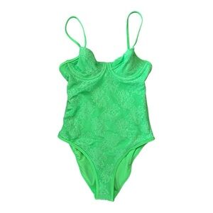 Aerie American Eagle Vibrant Green Lace one piece swimsuit Sz S nwt, 003